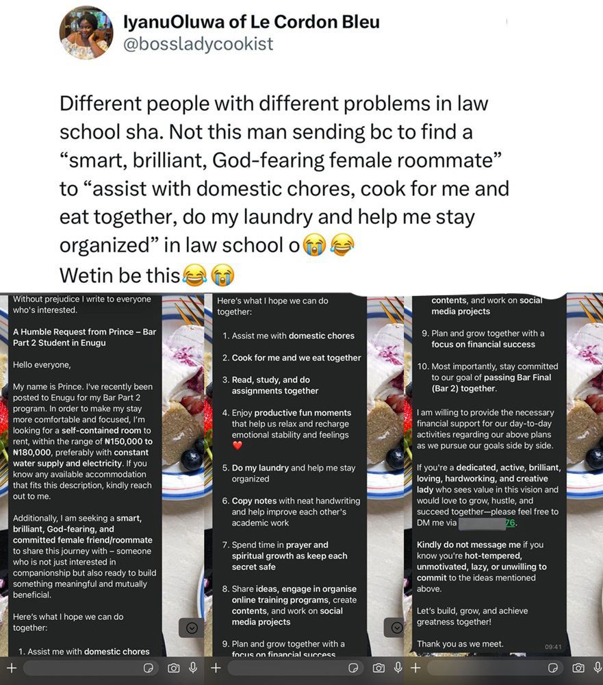 busterblog - Bar Part 2 Student's 'Roommate Search' Sparks Controversy with Unconventional Request for Domestic Assistance