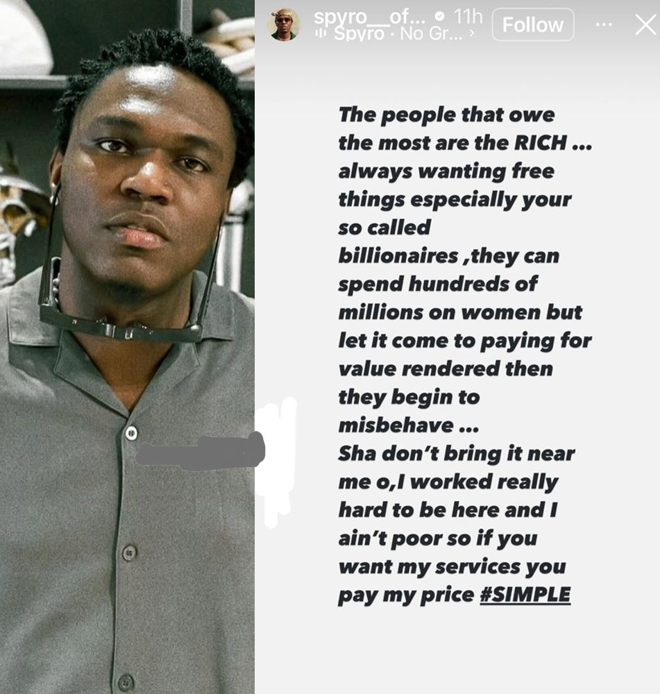busterblog - “Billionaires Are the Worst Debtors” – Singer Spyro Slams the Rich for Wanting Free Services Despite Lavish Spending