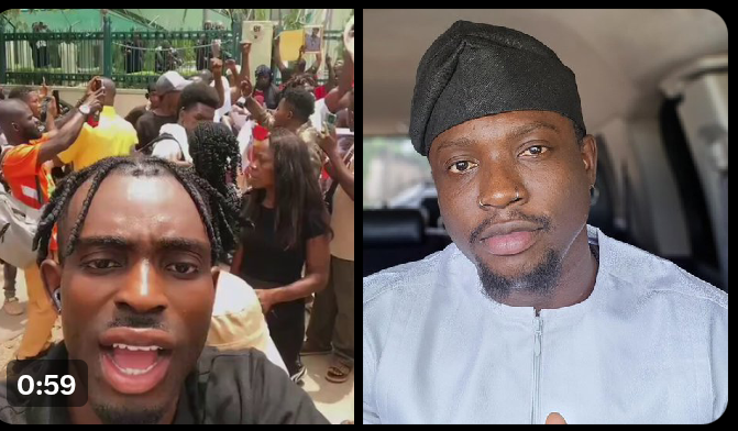 Uproar in Abuja as Protesters Storm National Human Rights Commission Over VeryDarkMan’s Detention