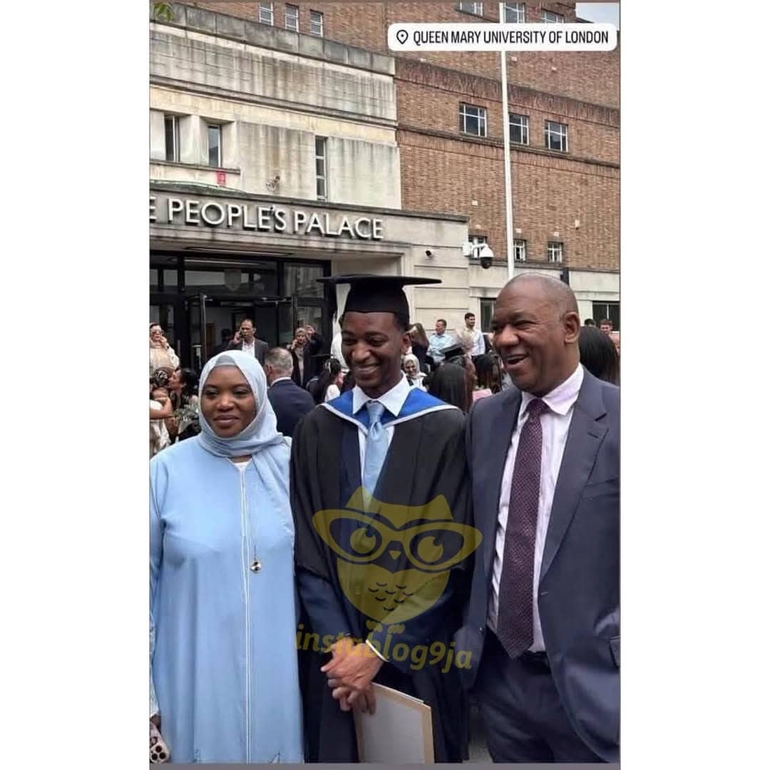 Proud Father Moment as Baze University Owner, Sen. Datti Baba-Ahmed’s Son Graduates from Queen Mary University in London