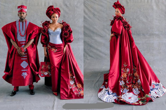 busterblog - “They spent 4,590 hours crafting my gown and cape by hand” – Temi Otedola shares breathtaking details of her wedding reception look
