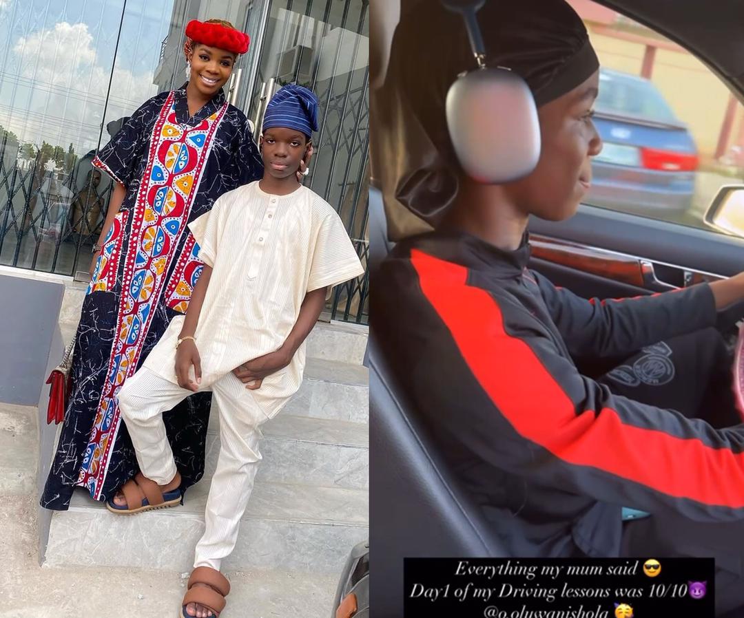 “Day 1 Was 10/10” – Wizkid’s Son Boluwatife Excites Fans With Driving Lesson Video Featuring His Mom