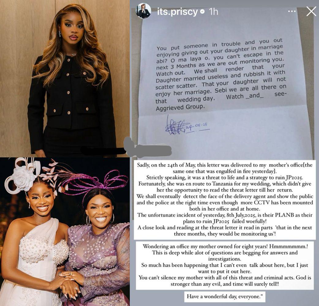 busterblog - “You Can’t Silence Her!” – Priscilla Ojo Exposes Chilling Threat Letter Received Weeks Before Office Fire
