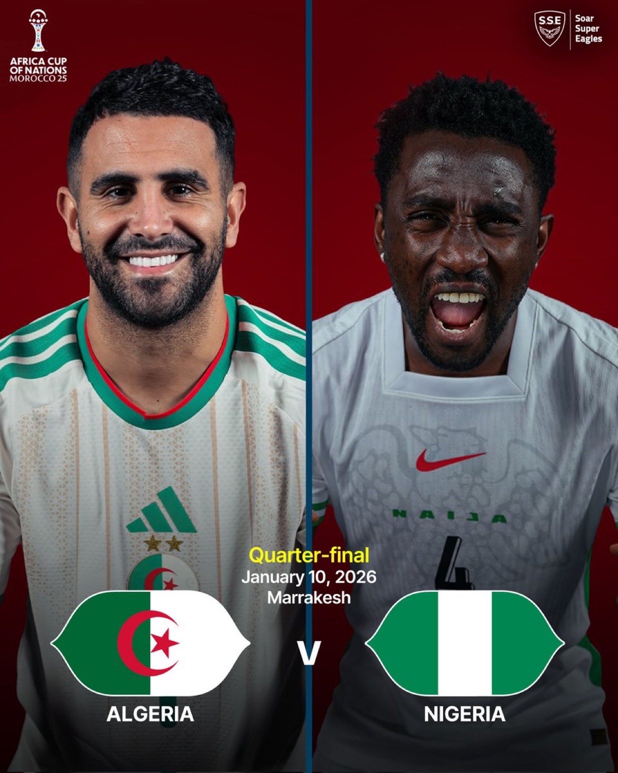Super Eagles Set for High-Stakes Showdown as Nigeria Draws Algeria in AFCON 2025 Quarterfinal Clash