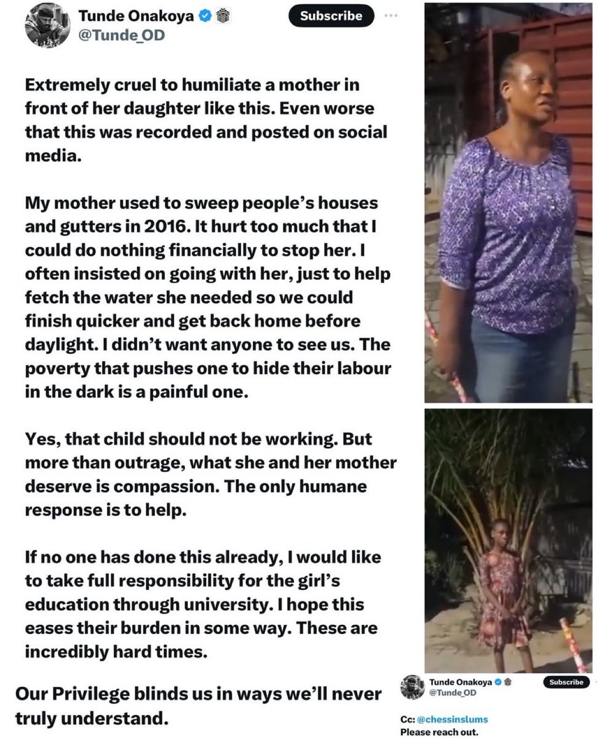 JUST IN: Tunde Onakoya Pledges to Sponsor Education of 11-Year-Old Girl Seen Helping Mother in Ikoyi