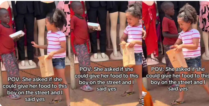 Little Girl’s Kind Gesture to Street Boy Melts Hearts Online
