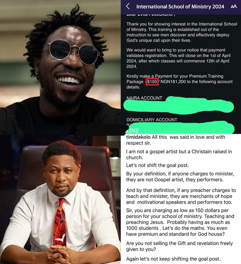 busterblog - Timi Dakolo Calls Out Pastor Femi Lazarus Over $150 Ministry School Fee Controversy