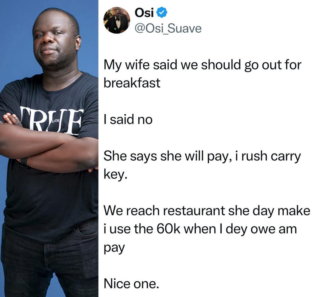 “Breakfast Trap!” – OAP Osi Suave Shares Hilarious Story of How His Wife Outsmarted Him with a Sweet Setup
