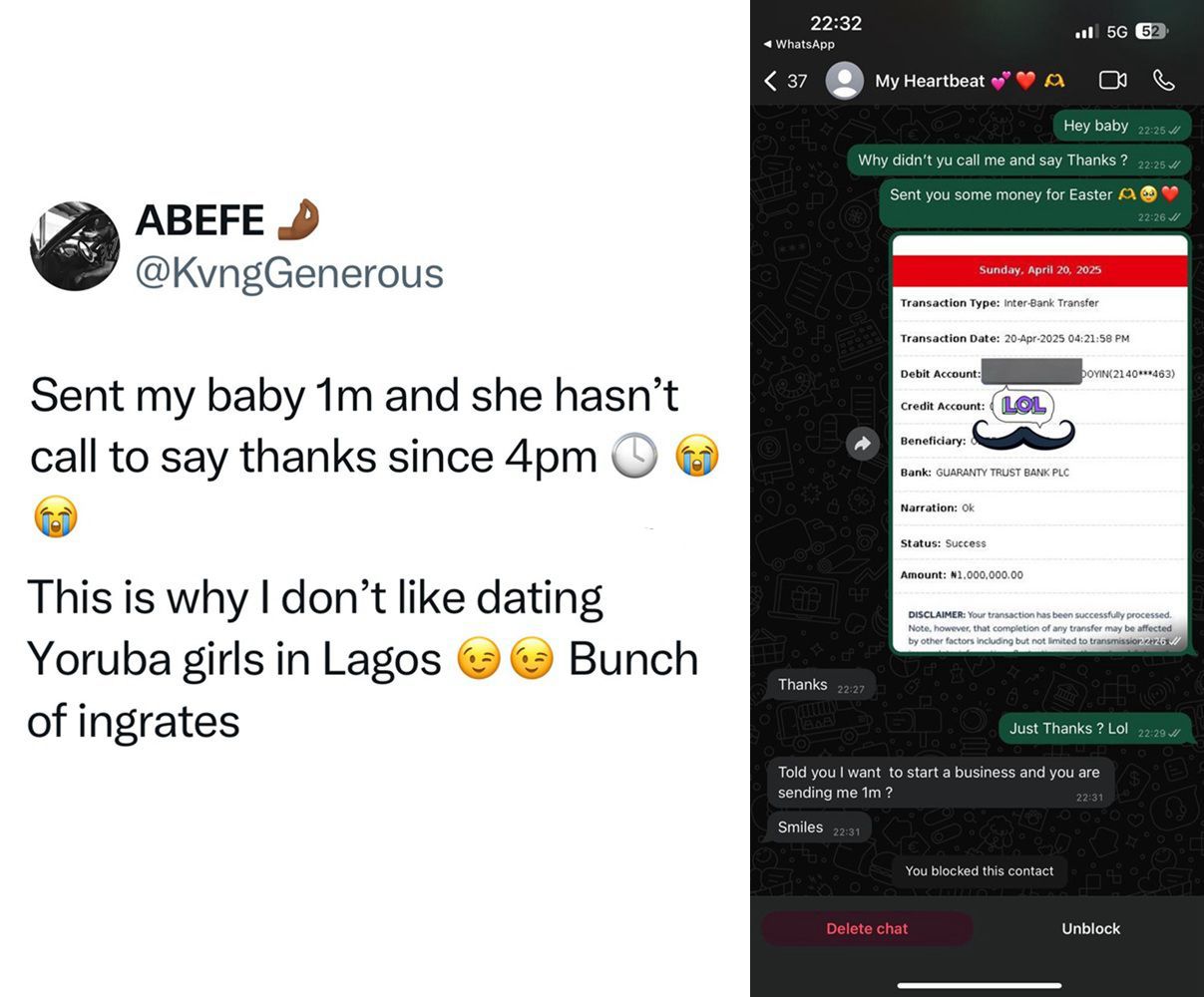 busterblog - Shock and Silence: Man Laments After Sending Girlfriend N1 Million for Easter