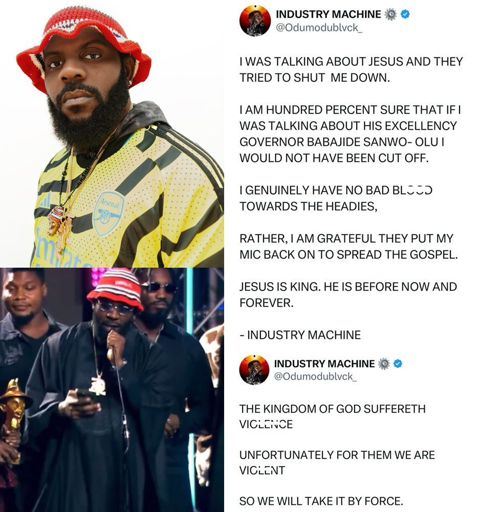 busterblog - “Jesus Over Politics”: Odumodublvck Slams Headies After Mic Cut-Off During Acceptance Speech Sparks Faith and Freedom Debate