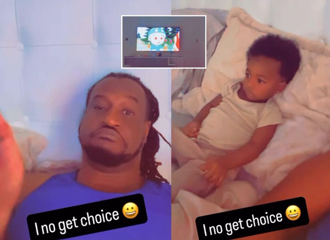 “I No Get Choice” — Paul Okoye Melts Hearts as He’s Caught Watching Cartoon with His Baby Girl