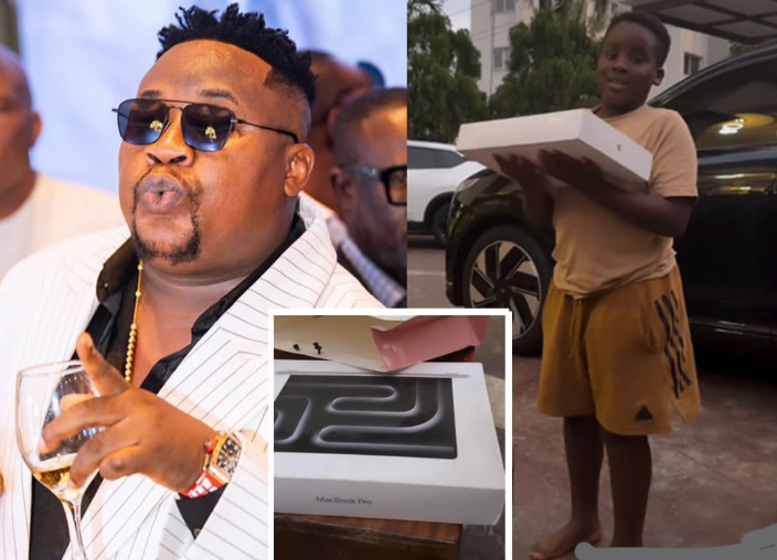 busterblog - Cubana Chief Priest Puts a Smile on His Son’s Face with a Brand New Laptop After His Younger Brother Broke the Old One