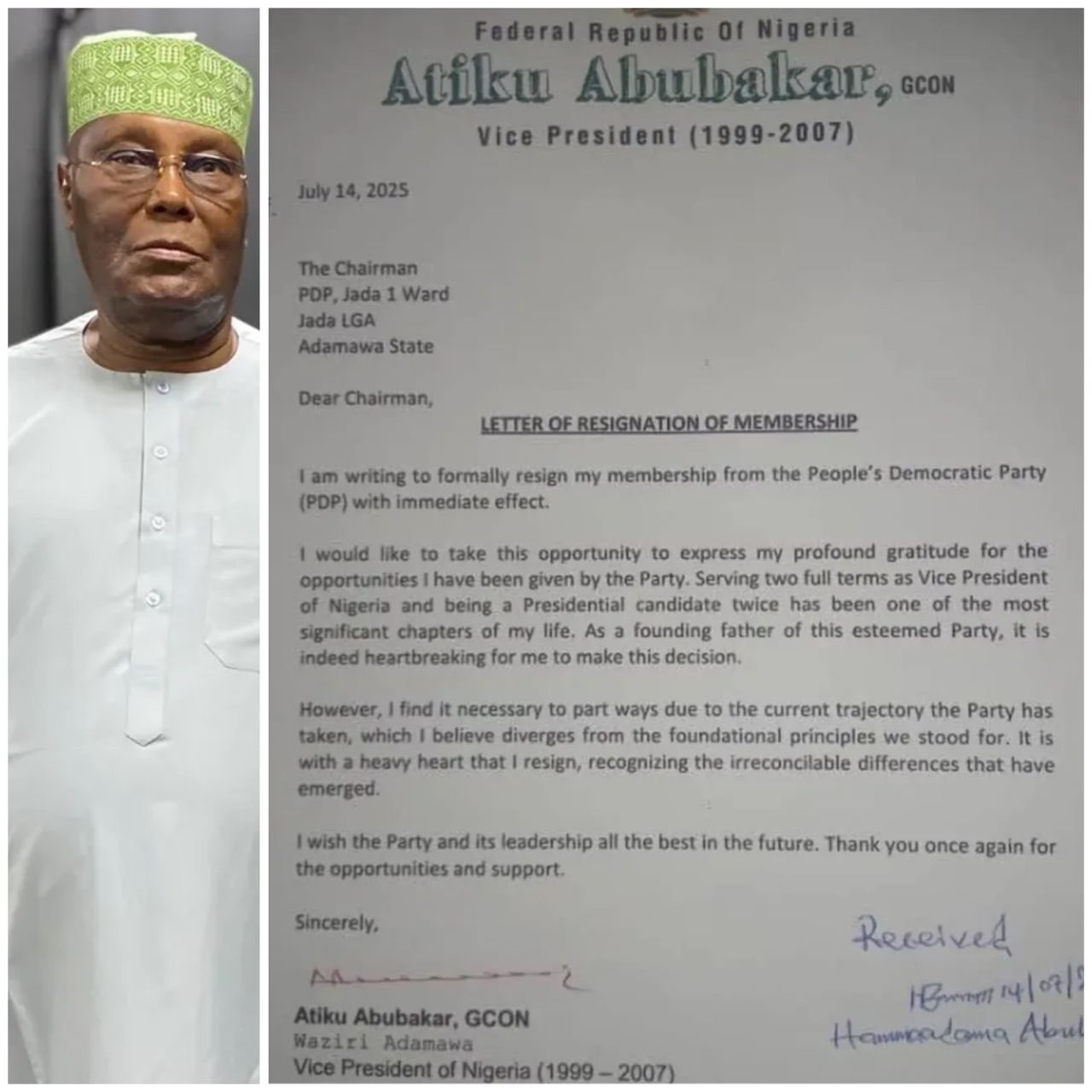 busterblog - BREAKING: Atiku Abubakar Officially Resigns from PDP