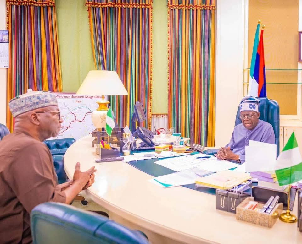 President Bola Ahmed Tinubu Receives Security Briefing from Kwara State Governor AbdulRahman AbdulRazaq on Kaiama Situation at State House
