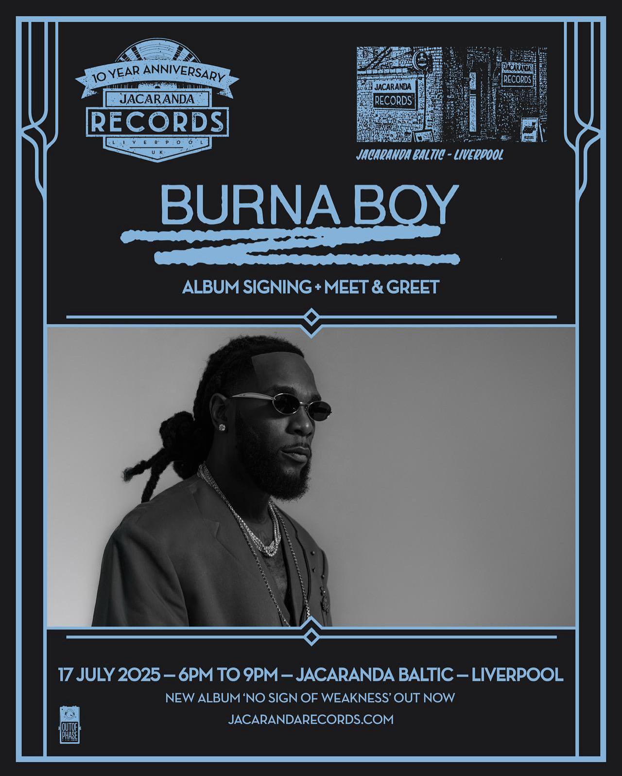 Burna Boy Set to Light Up Liverpool Tonight at Jacaranda Baltic