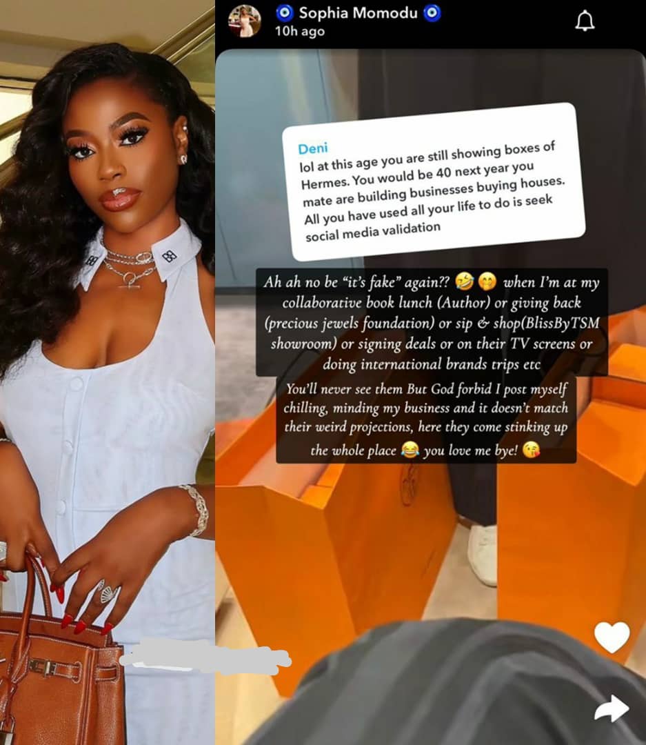 “You Love Me, Bye!” — Sophia Momodu Fires Back After Critic Slams Her for Flaunting Hermès Purchase
