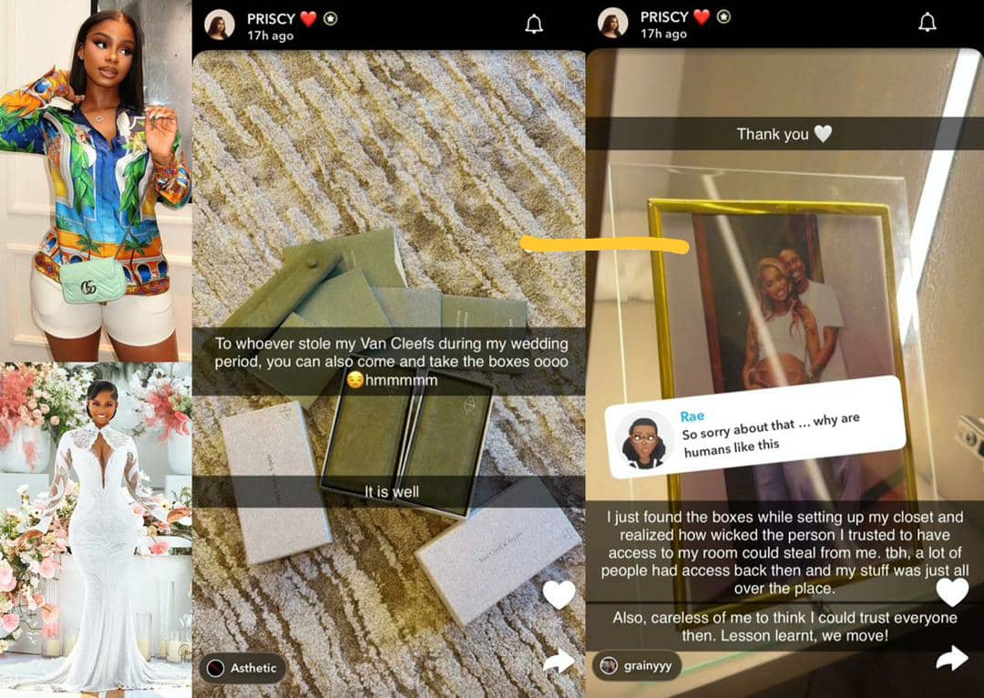 “Come and Take the Boxes, O”: Priscilla Ojo-Mkambala Laughs Off Jewelry Theft Drama After Fairytale Wedding