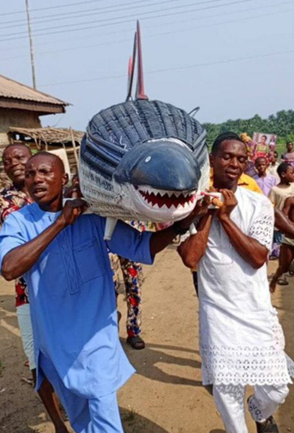 Buried Like a Queen of the Waters: Nigerian Fisherwoman Laid to Rest in Striking Fish-Shaped Coffin