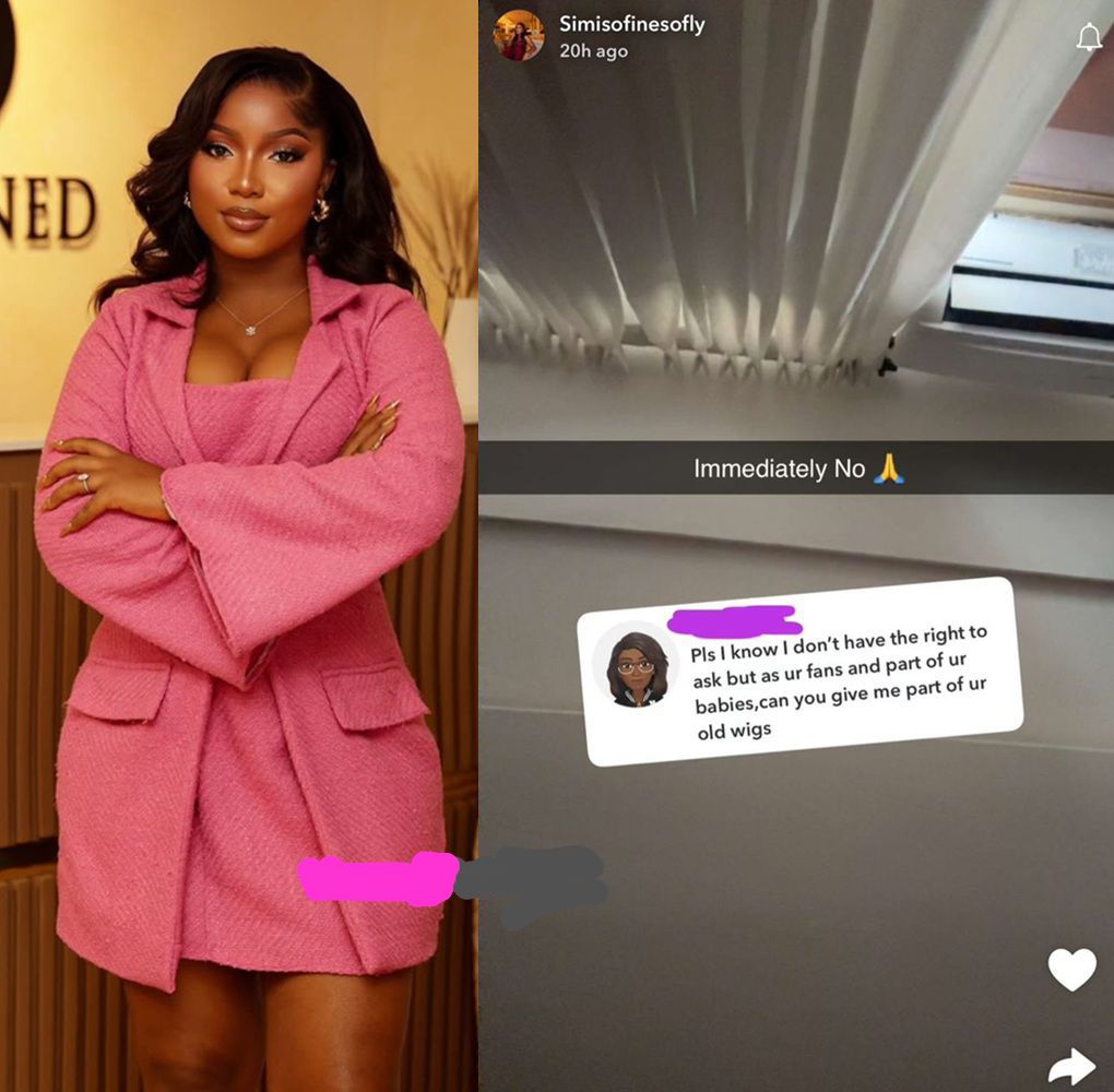 “Immediately No!” — Influencer Simisanya Shuts Down Fan’s Request for Her Old Wigs in a Viral Clapback