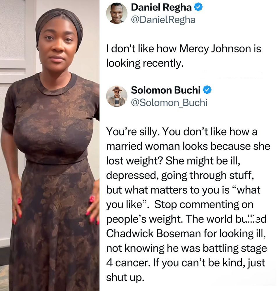 Solomon Buchi Schools Daniel Regha After Comment on Mercy Johnson's Appearance Sparks Backlash