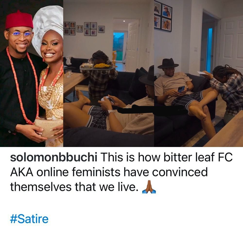 “Bitter Leaf FC Strikes Again”: Solomon Buchi and Wife Arike Clap Back at Online Feminists With Satirical Swipe