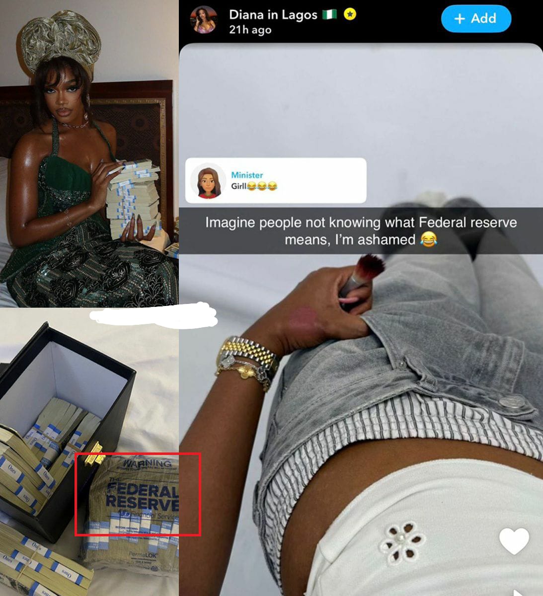 “I’m Ashamed People Don’t Know What Federal Reserve Means” — Diana Eneje Fires Back at Critics Over Money Possession