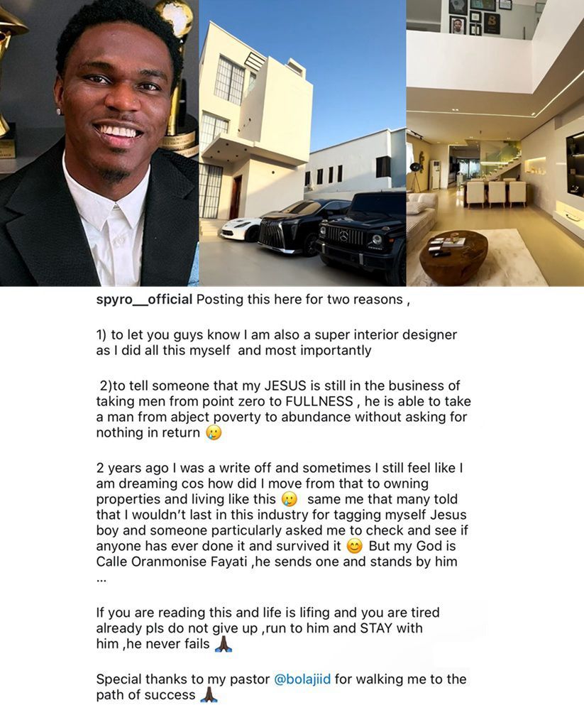 busterblog - From Write-Off to Wealth: Singer Spyro Flaunts Multi-Million Naira Mansion in Emotional Testimony