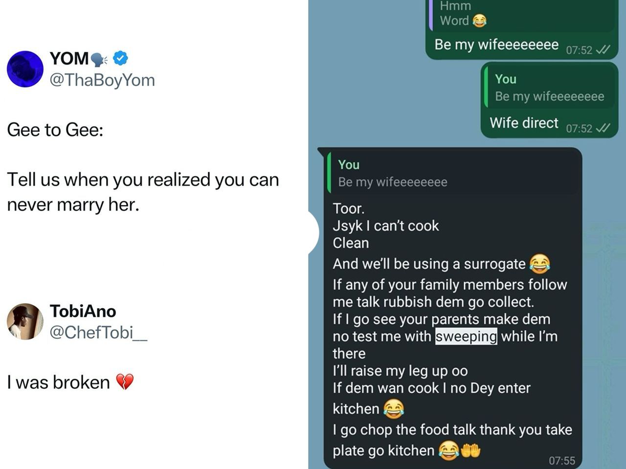 busterblog - “Be My Wife But Don’t Ask Me to Cook”: Man Shares Eye-Opening Chat That Made Him Realize He Could Never Marry Her