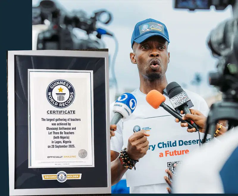 busterblog - Nigerian Education Advocate Seyi Anifowose Sets Guinness World Record for Largest Gathering of Teachers in History