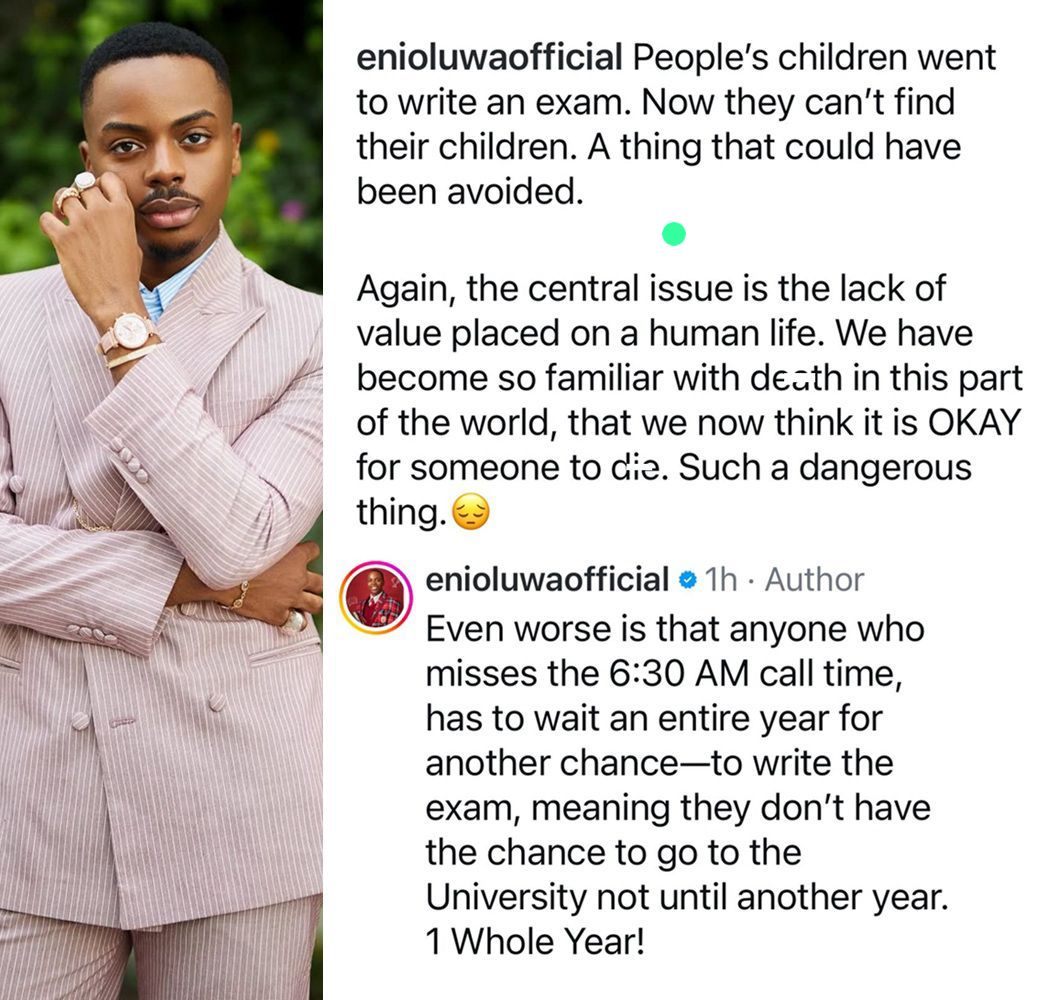 busterblog - Enioluwa Slams Exam Body Over 6:30 A.M. Exam Time: 'We No Longer Value Human Life'