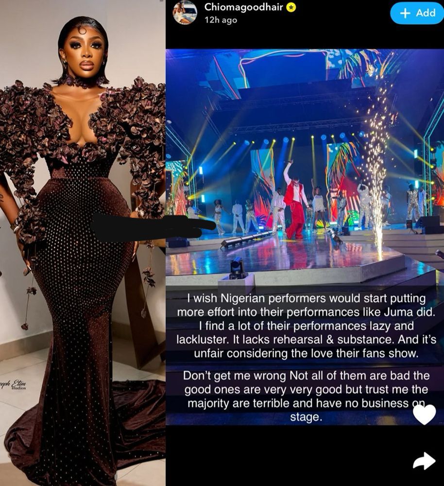 busterblog - Chiomagoodhair Applauds Tanzanian Star Juma Jux, Calls Out Nigerian Performers for Lackluster Stage Energy