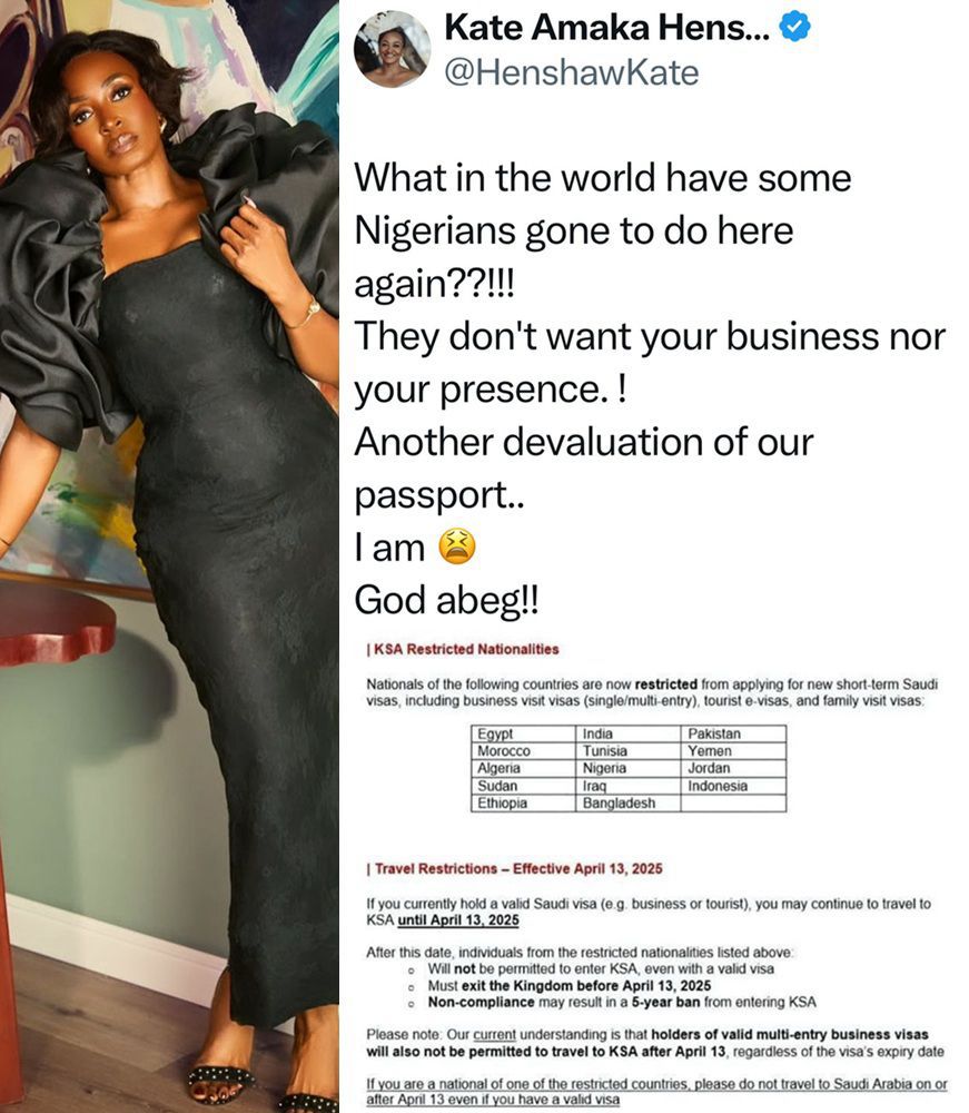 busterblog - “What Have Some Nigerians Gone to Do There Again?” – Kate Henshaw Reacts as Saudi Arabia Slams Travel Ban on Nigeria and 13 Others