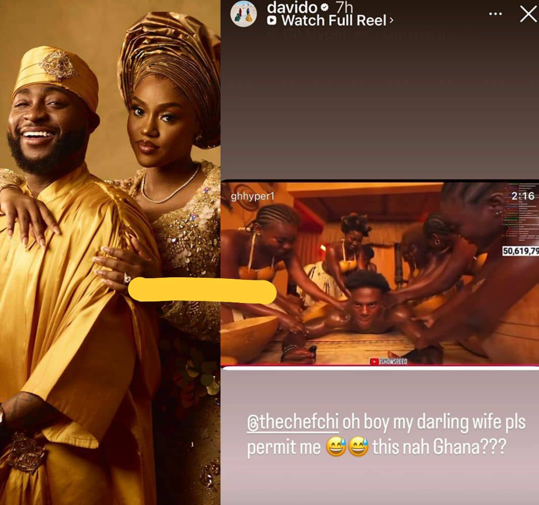 “Baby, Am I Allowed?” — Davido Sparks Buzz After Playfully Seeking Wife’s Permission While Reacting to iShowSpeed’s Viral Ghana Massage Moment