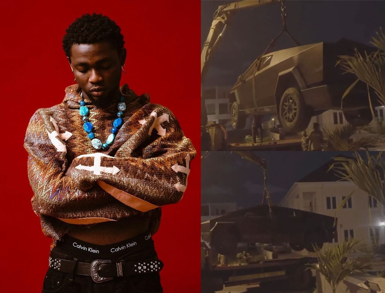Omah Lay Survives Tesla Cybertruck Accident Unscathed